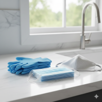 Jednorázové rukavice a ústenky