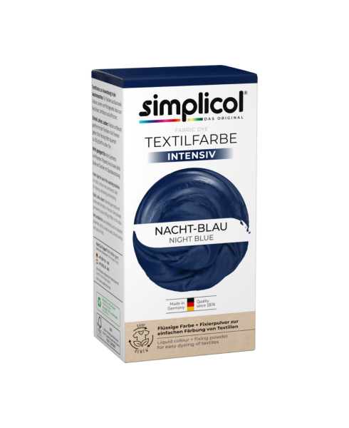 Simplicol Textilfarbe intensiv Nacht-Blau &ndash; Kompletn&iacute; barva na textil (Nočn&iacute; modr&aacute;), 150 ml