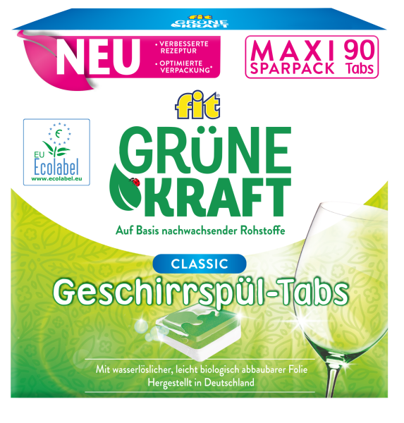 Fit Gr&uuml;ne Kraft Maxi-Sparpack Classic, tablety do myčky, 90 ks
