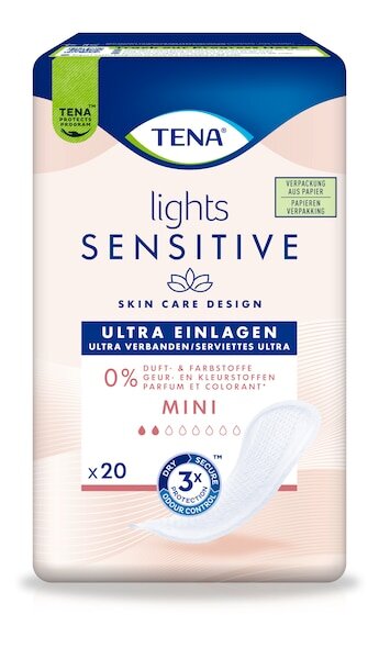 TENA Lights Sensitive Ultra Mini &ndash; Ultra tenk&eacute; vložky pro citlivou pokožku, 20 ks