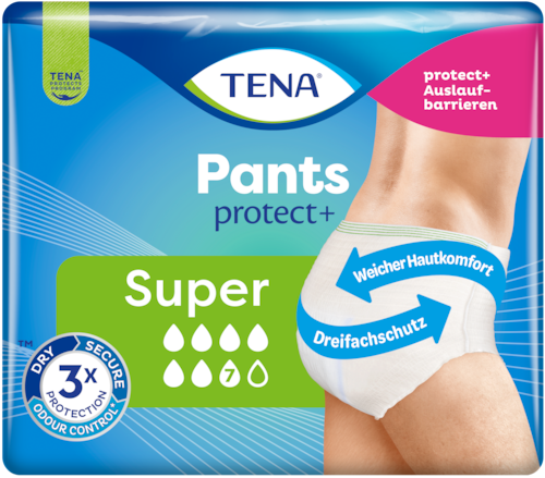 TENA Pants Protect+ Super M &ndash; Incontinentn&iacute; natahovac&iacute; kalhotky pro vysok&yacute; stupeň ochrany, 12 ks