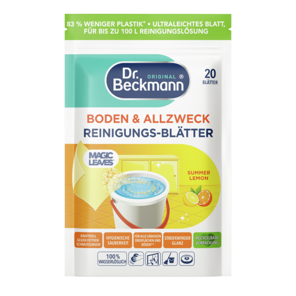 Dr. Beckmann Univerz&aacute;ln&iacute; čistic&iacute; l&iacute;stky na podlahy a povrchy &ndash; Summer Lemon, 20 ks