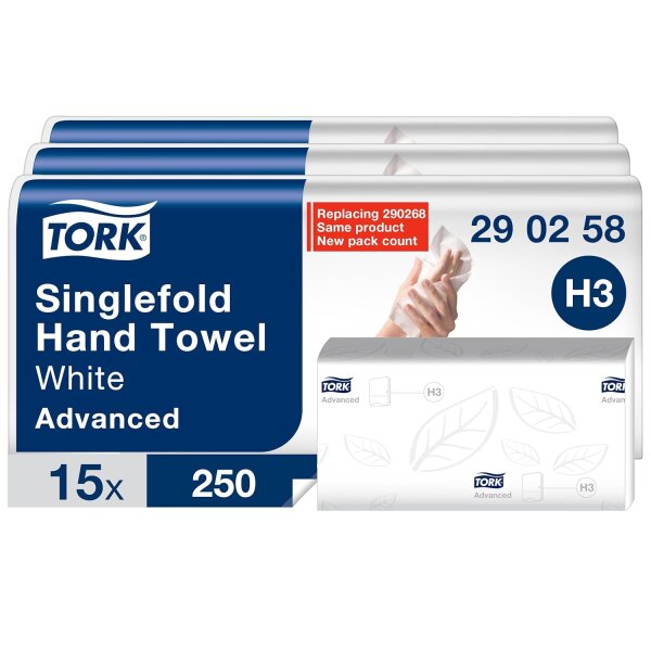 Tork Advanced H3, pap&iacute;rov&eacute; ručn&iacute;ky Zigzag, 2vrstv&eacute;, b&iacute;l&eacute;, 3750 ks (15x250)