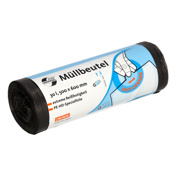 Deiss UNIVERSAL PLUS &ndash; odpadn&iacute; pytel, &scaron;ed&yacute;, 30 litrů, 500 x 600 mm, 50 kusů