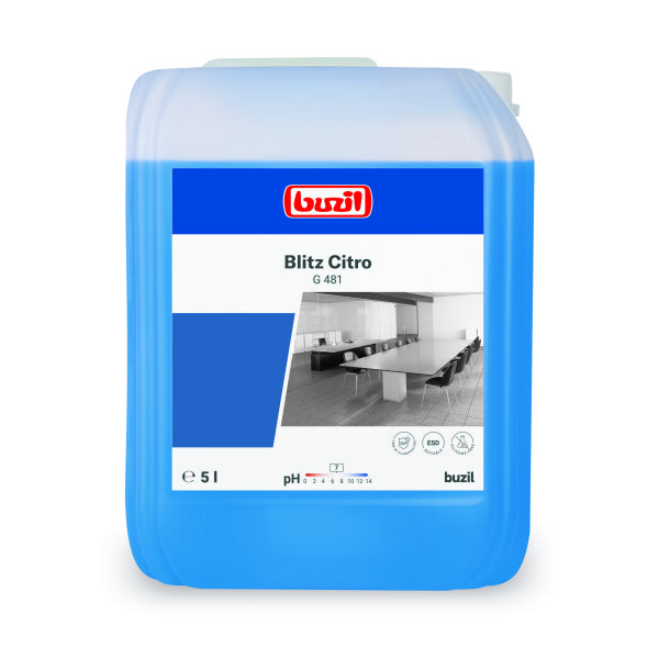 Buzil G481 Blitz Citro &ndash; Neutral Alcohol-Based Universal Cleaner &ndash; 5 Litres