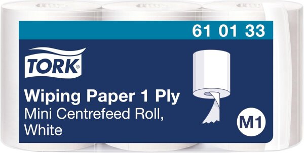 Tork 610133 v&iacute;ce&uacute;čelov&eacute; pap&iacute;rov&eacute; utěrky M1 &ndash; 1vrstv&eacute;, b&iacute;l&eacute; &ndash; 3 x 120 m
