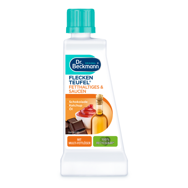 Dr. Beckmann Fleckenteufel (Ď&aacute;bel na skvrny) &ndash; Mastnota a om&aacute;čky, 50 ml